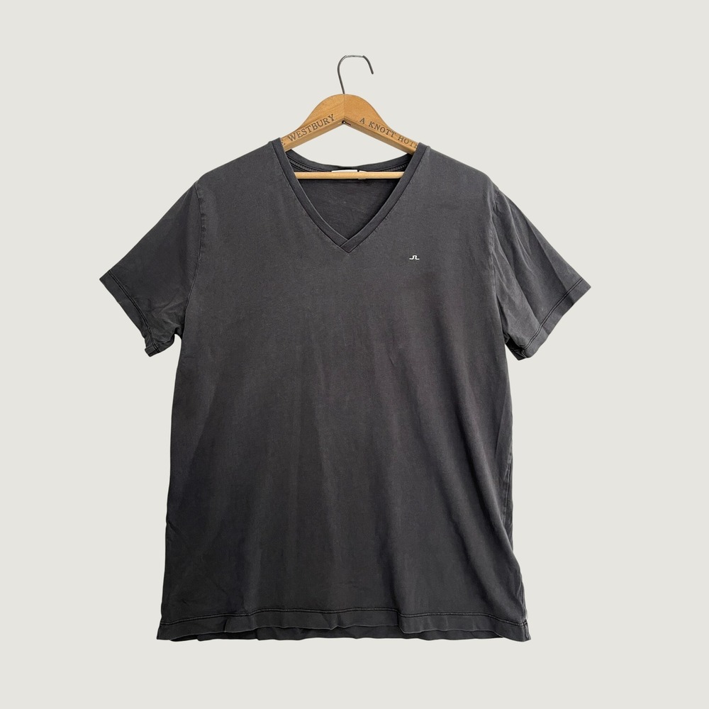 J.Lindeberg Womens XXL V-Neck T-Shirt Gray Cotton Logo C6MC534585110